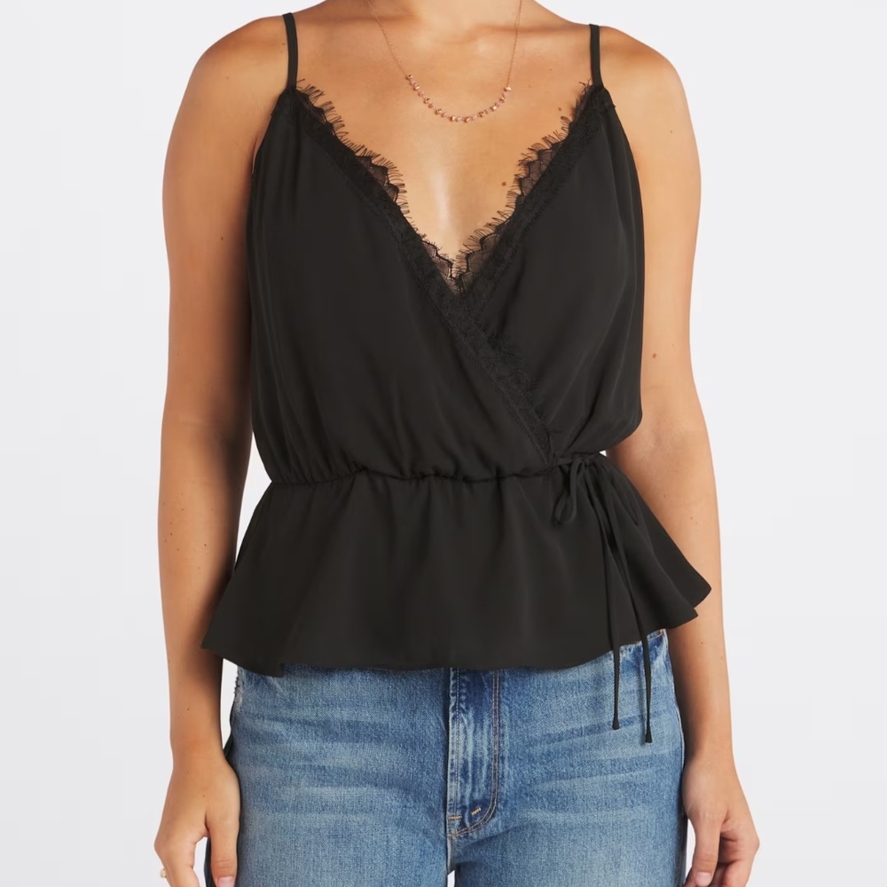 Nine Britton Black Lace Trim Tank Top